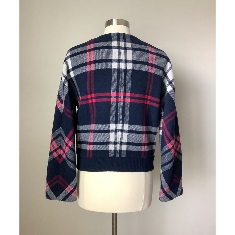 J.Crew Women Jacket Blue Plaid Wool Bomber Jacket Size Medium MSRP $148 - Picture 11 of 15